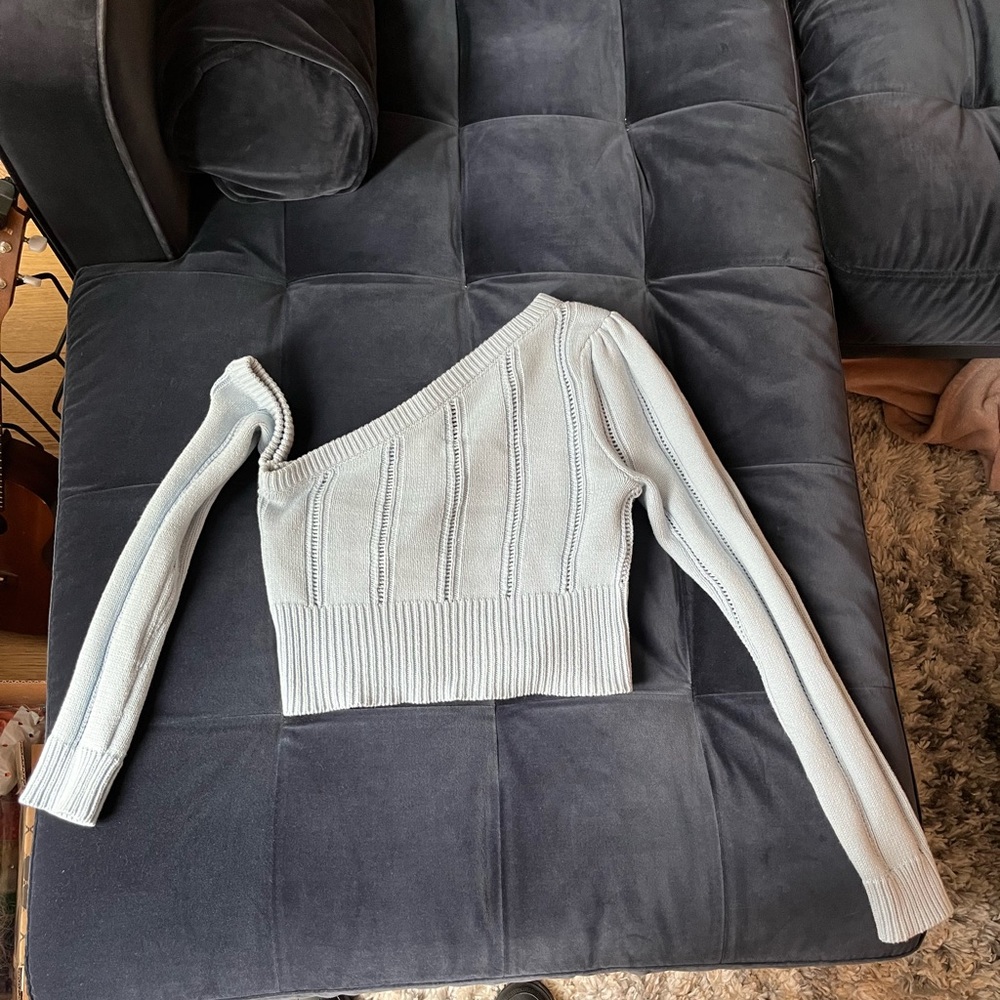 MAJORELLE Light Blue Off-the-Shoulder Sweater